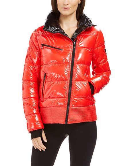 michael michael kors high-shine asymmetrical puffer coat|Michael Michael Kors High.